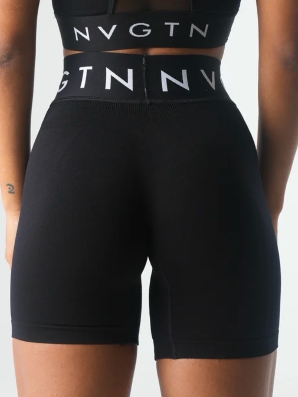 NWT NVGTN Logo Waistband Black Seamless Shorts Size Small